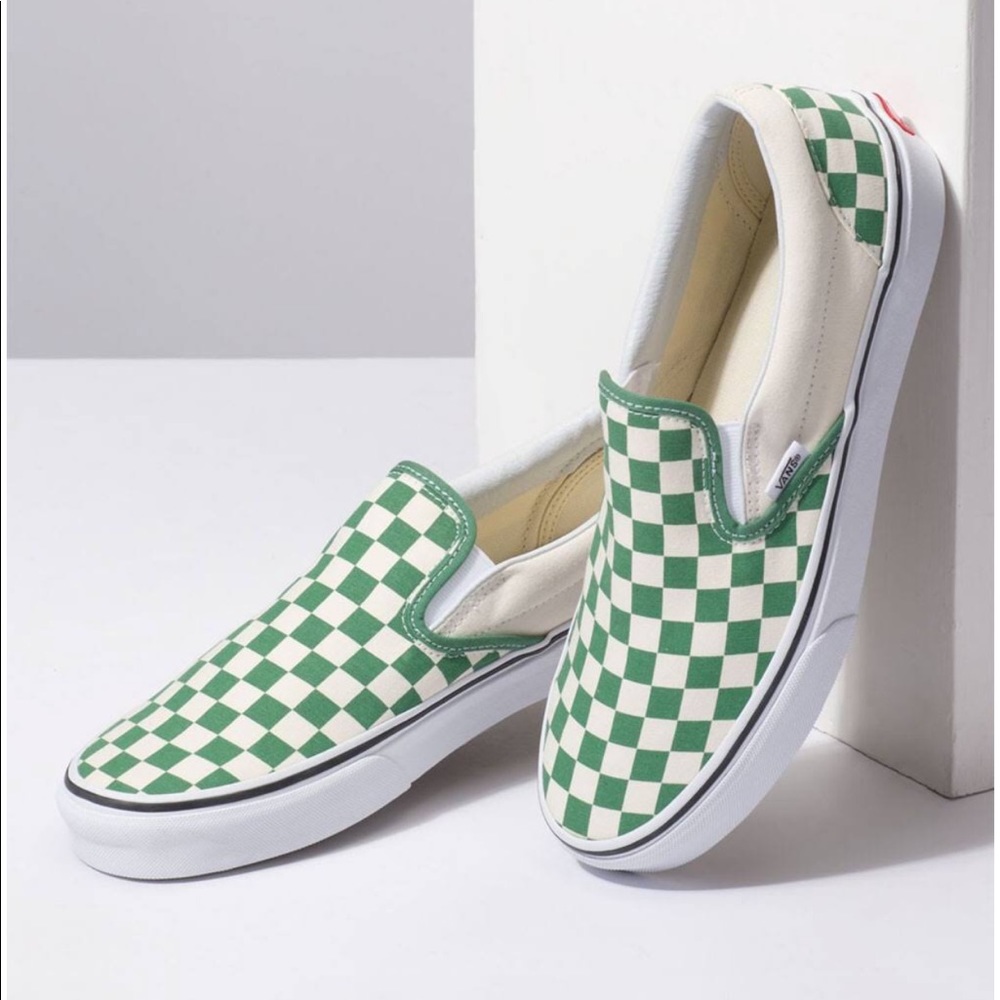 LAST! NWT Vans Checkerboard Grass Green Slip-On - Picture 5 of 8